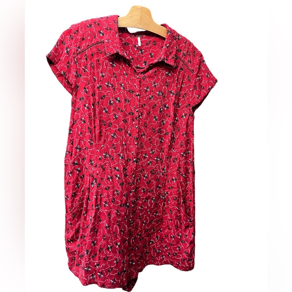 Free People Womens Derby Dot Red Playsuit Romper Size L